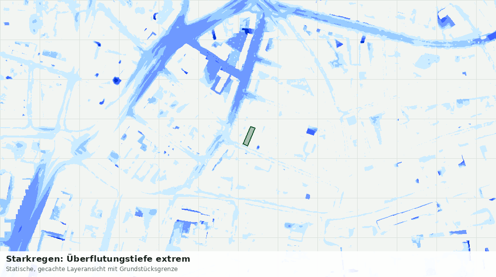 Statische Kartenansicht: Starkregen: Überflutungstiefe extrem