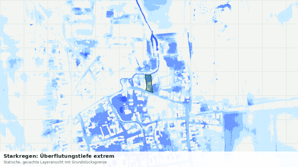 Statische Kartenansicht: Starkregen: Überflutungstiefe extrem