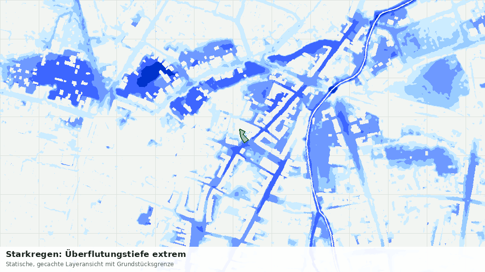 Statische Kartenansicht: Starkregen: Überflutungstiefe extrem