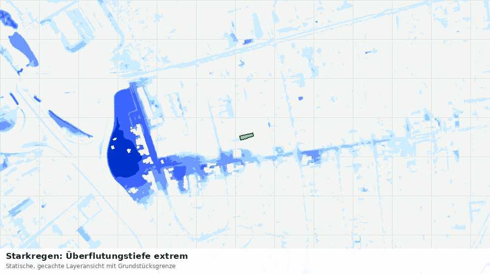 Statische Kartenansicht: Starkregen: Überflutungstiefe extrem