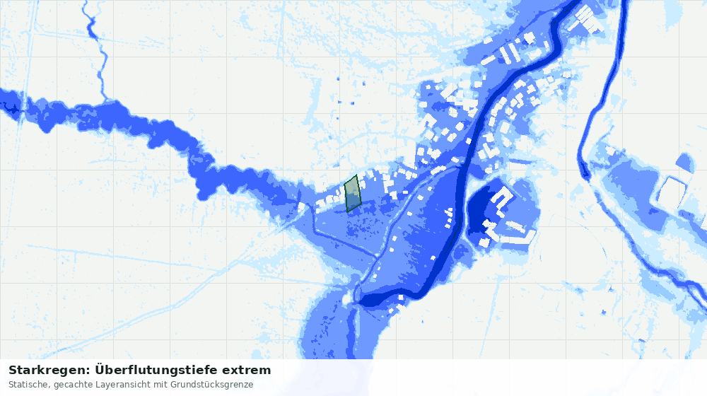 Statische Kartenansicht: Starkregen: Überflutungstiefe extrem
