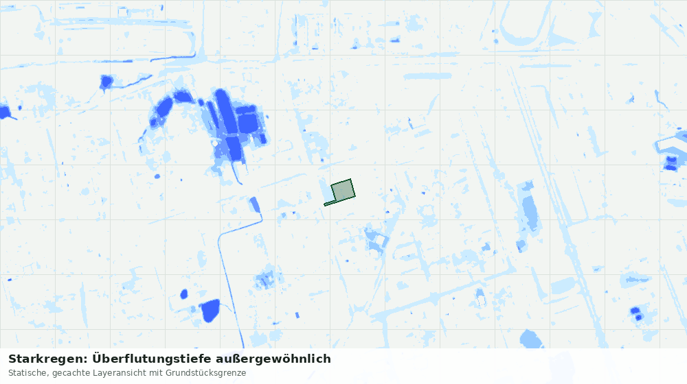 Statische Kartenansicht: Starkregen: Überflutungstiefe außergewöhnlich
