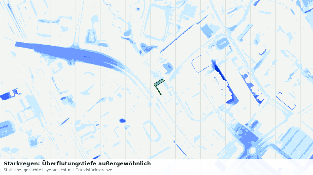 Statische Kartenansicht: Starkregen: Überflutungstiefe außergewöhnlich
