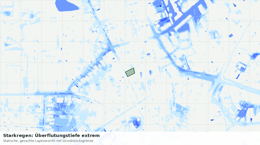 Statische Kartenansicht: Starkregen: Überflutungstiefe extrem
