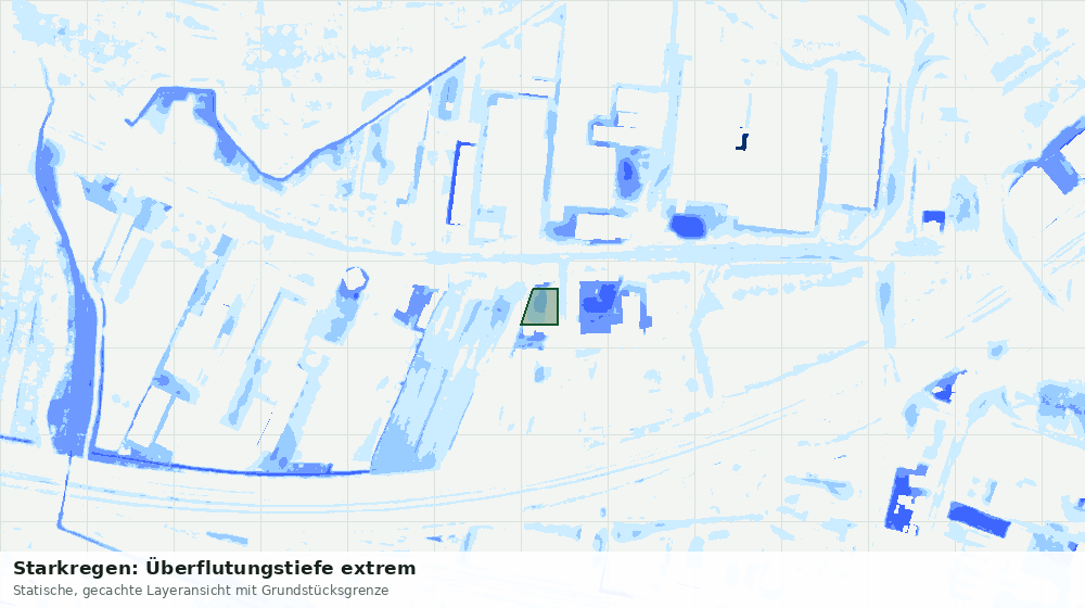Statische Kartenansicht: Starkregen: Überflutungstiefe extrem