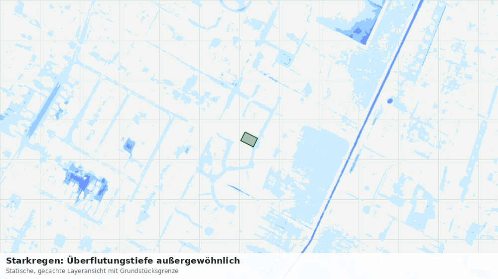 Statische Kartenansicht: Starkregen: Überflutungstiefe außergewöhnlich