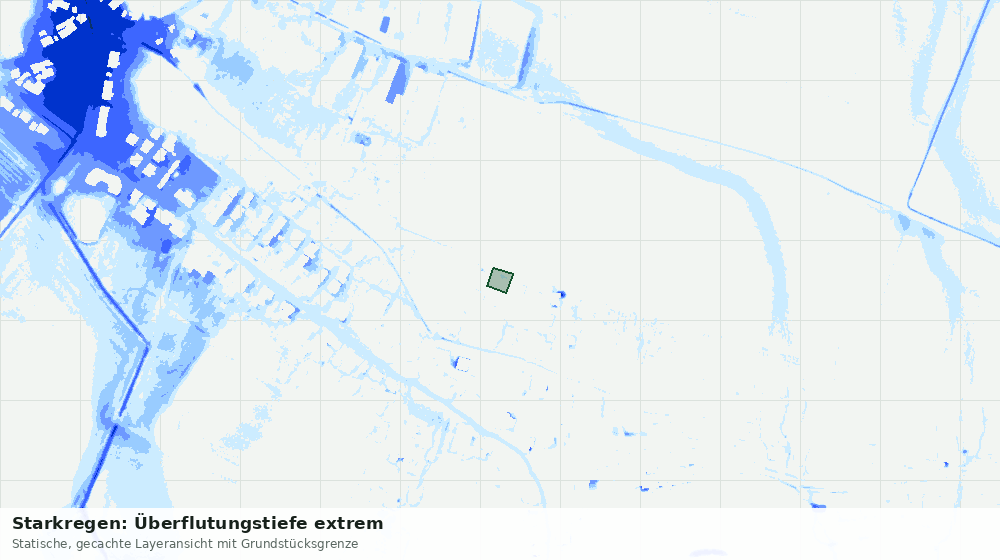 Statische Kartenansicht: Starkregen: Überflutungstiefe extrem
