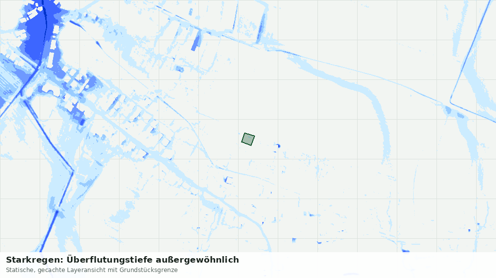 Statische Kartenansicht: Starkregen: Überflutungstiefe außergewöhnlich