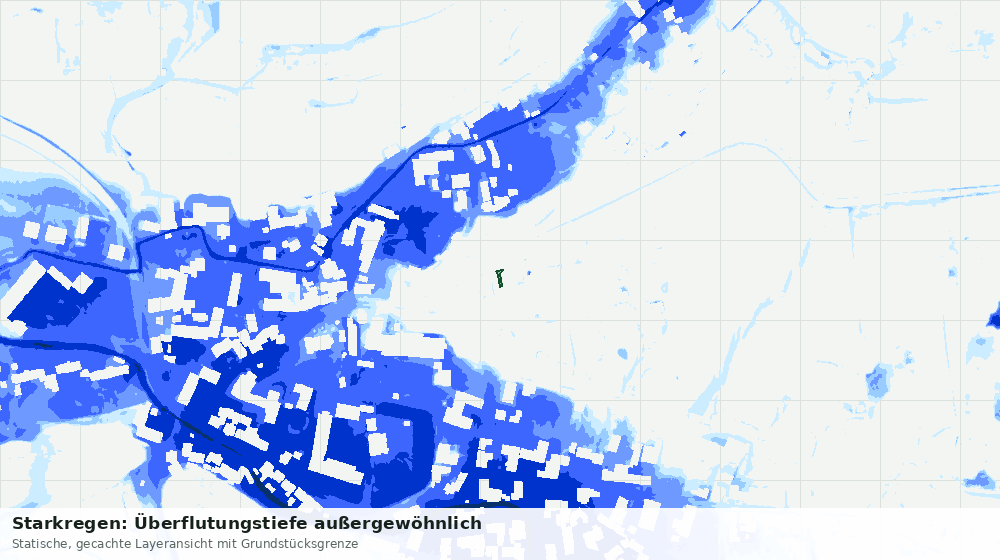 Statische Kartenansicht: Starkregen: Überflutungstiefe außergewöhnlich