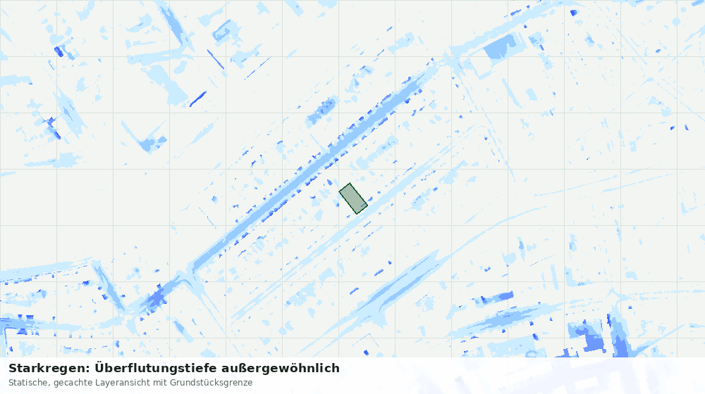 Statische Kartenansicht: Starkregen: Überflutungstiefe außergewöhnlich