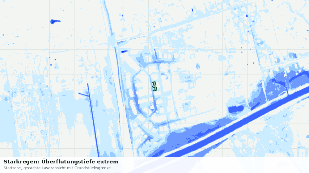 Statische Kartenansicht: Starkregen: Überflutungstiefe extrem
