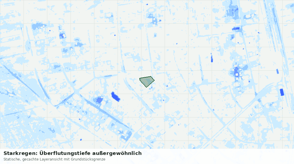 Statische Kartenansicht: Starkregen: Überflutungstiefe außergewöhnlich