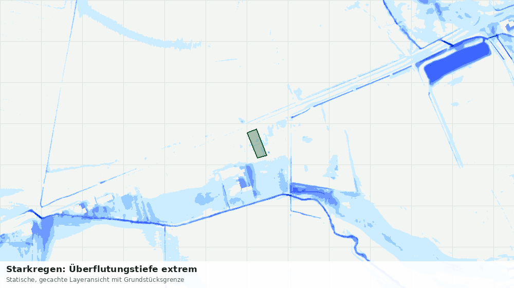 Statische Kartenansicht: Starkregen: Überflutungstiefe extrem