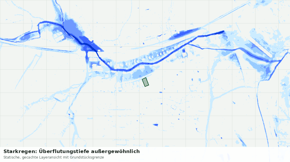 Statische Kartenansicht: Starkregen: Überflutungstiefe außergewöhnlich