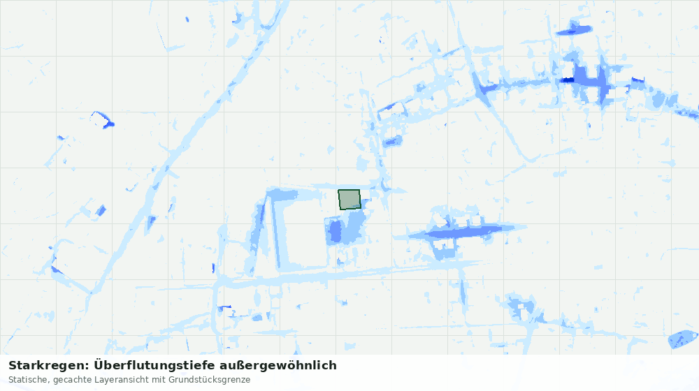 Statische Kartenansicht: Starkregen: Überflutungstiefe außergewöhnlich