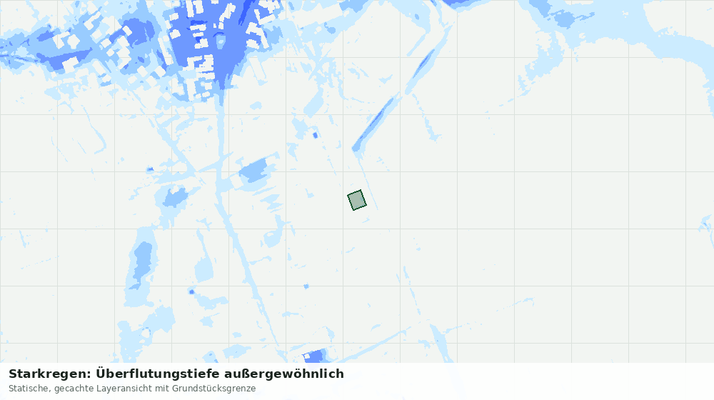 Statische Kartenansicht: Starkregen: Überflutungstiefe außergewöhnlich
