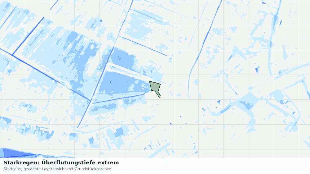 Statische Kartenansicht: Starkregen: Überflutungstiefe extrem