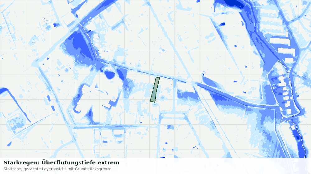 Statische Kartenansicht: Starkregen: Überflutungstiefe extrem
