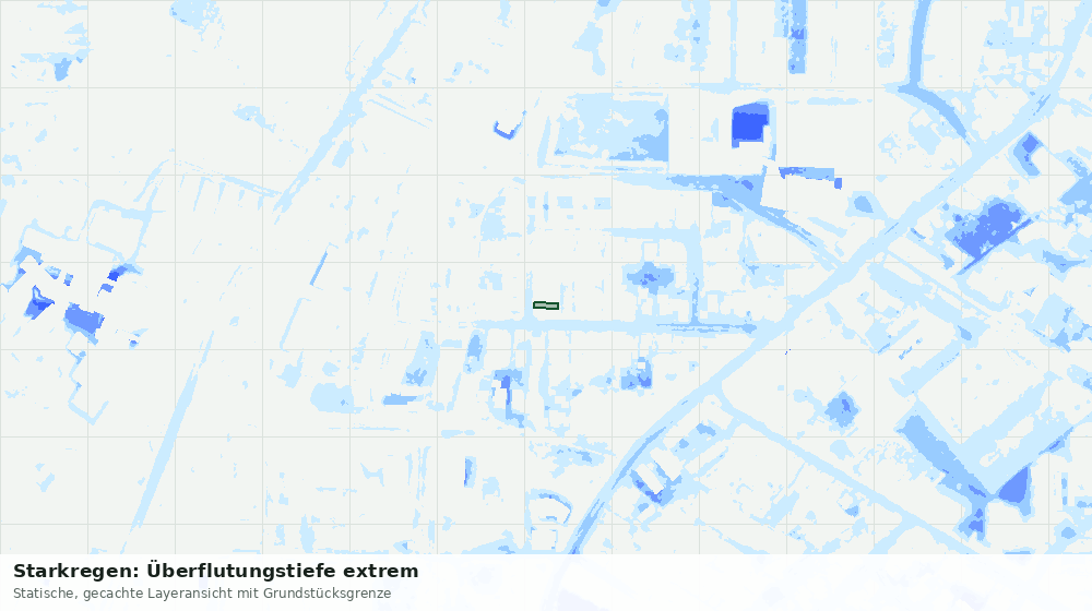 Statische Kartenansicht: Starkregen: Überflutungstiefe extrem