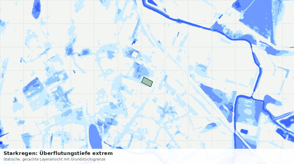 Statische Kartenansicht: Starkregen: Überflutungstiefe extrem