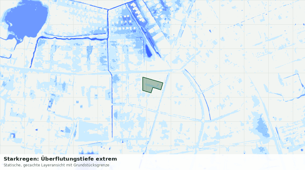 Statische Kartenansicht: Starkregen: Überflutungstiefe extrem