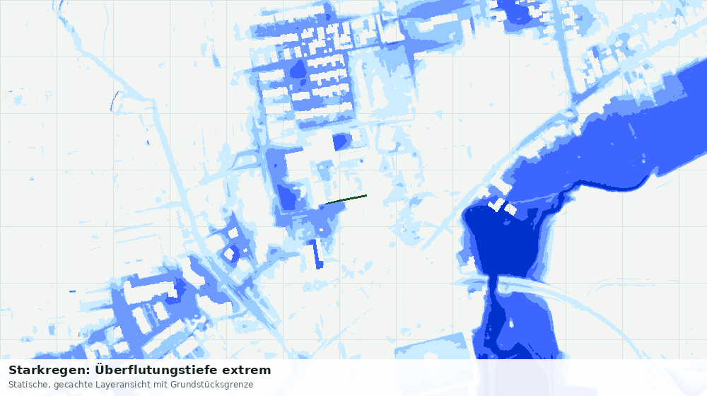 Statische Kartenansicht: Starkregen: Überflutungstiefe extrem