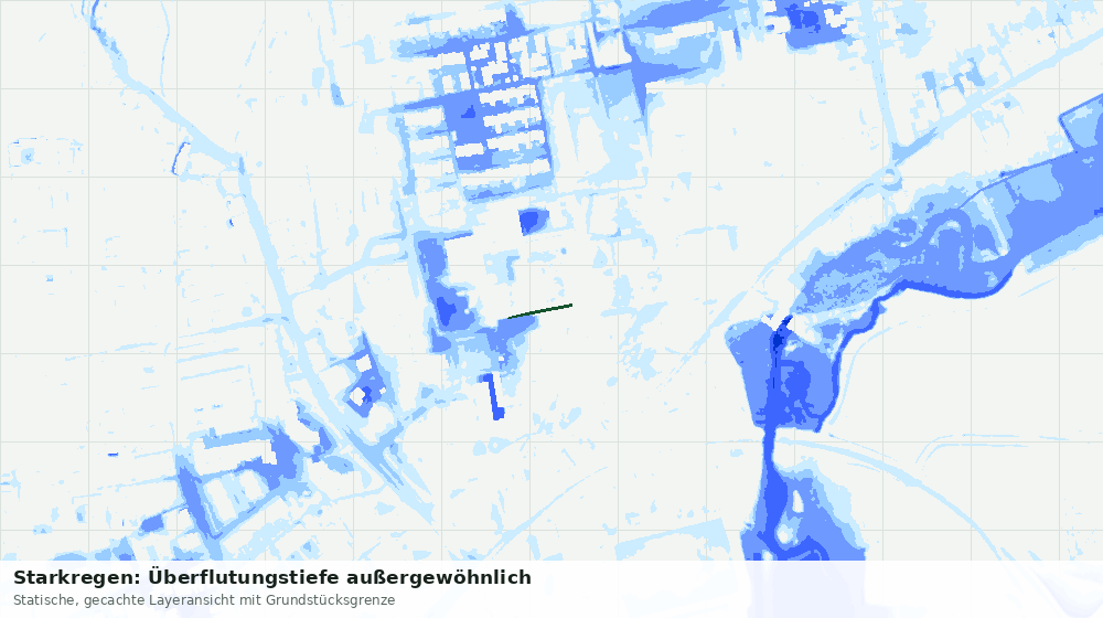 Statische Kartenansicht: Starkregen: Überflutungstiefe außergewöhnlich