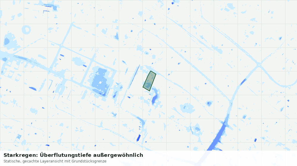 Statische Kartenansicht: Starkregen: Überflutungstiefe außergewöhnlich