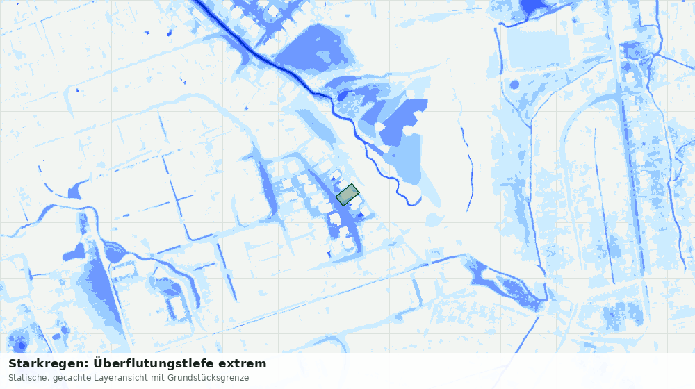 Statische Kartenansicht: Starkregen: Überflutungstiefe extrem