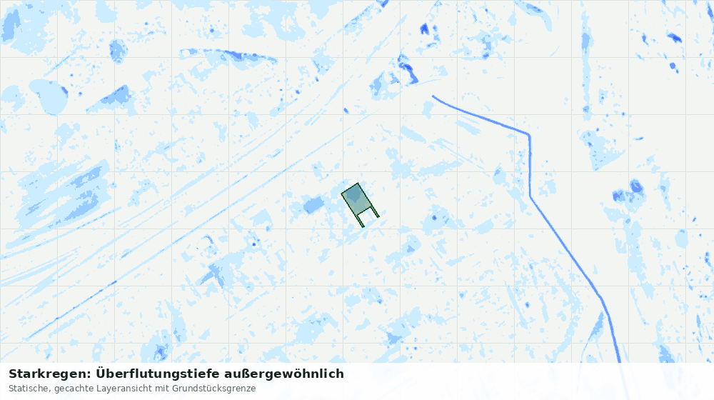 Statische Kartenansicht: Starkregen: Überflutungstiefe außergewöhnlich