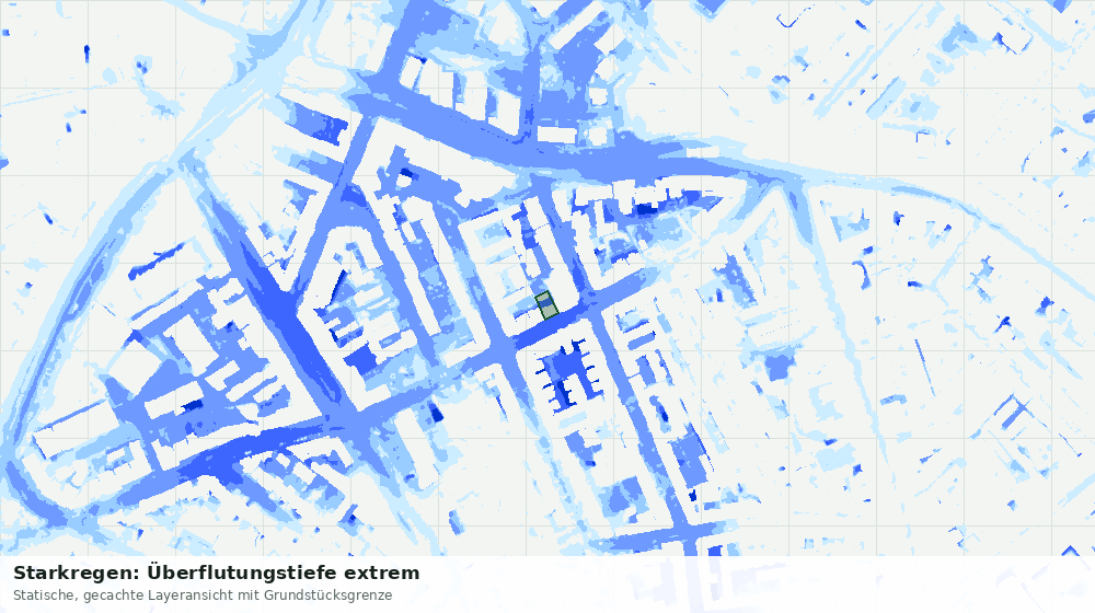 Statische Kartenansicht: Starkregen: Überflutungstiefe extrem