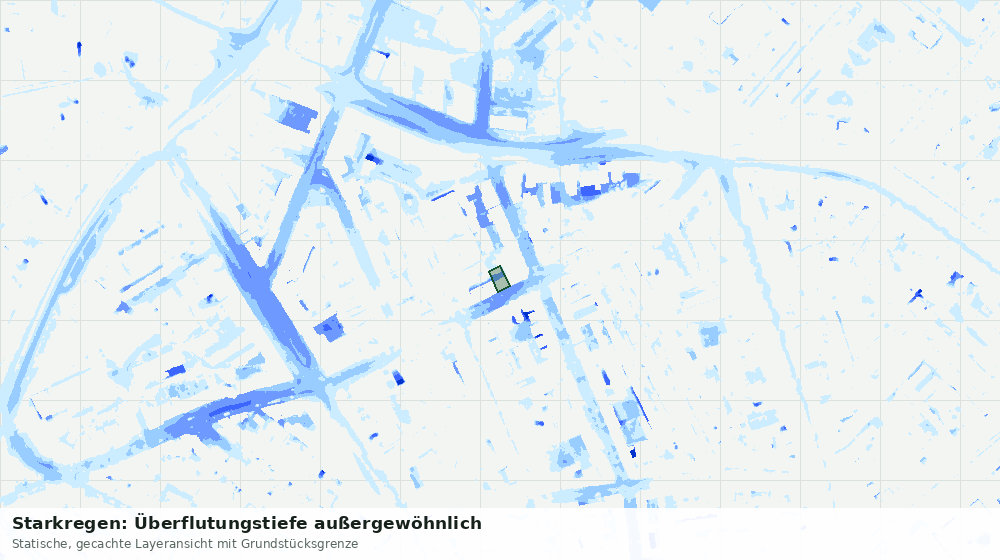 Statische Kartenansicht: Starkregen: Überflutungstiefe außergewöhnlich