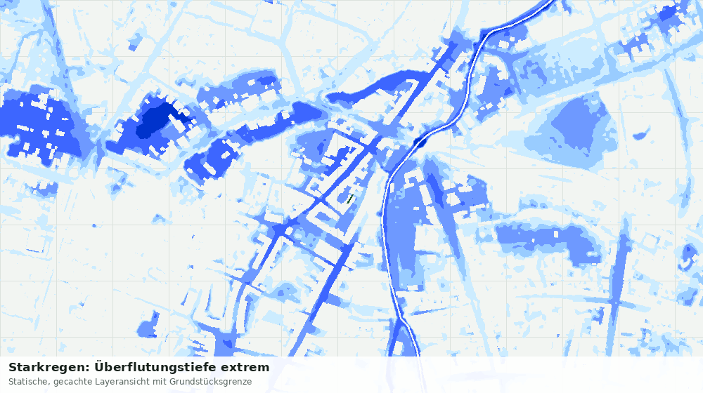 Statische Kartenansicht: Starkregen: Überflutungstiefe extrem