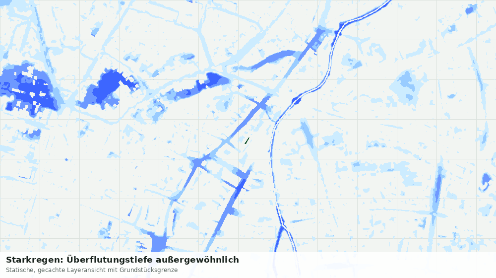 Statische Kartenansicht: Starkregen: Überflutungstiefe außergewöhnlich