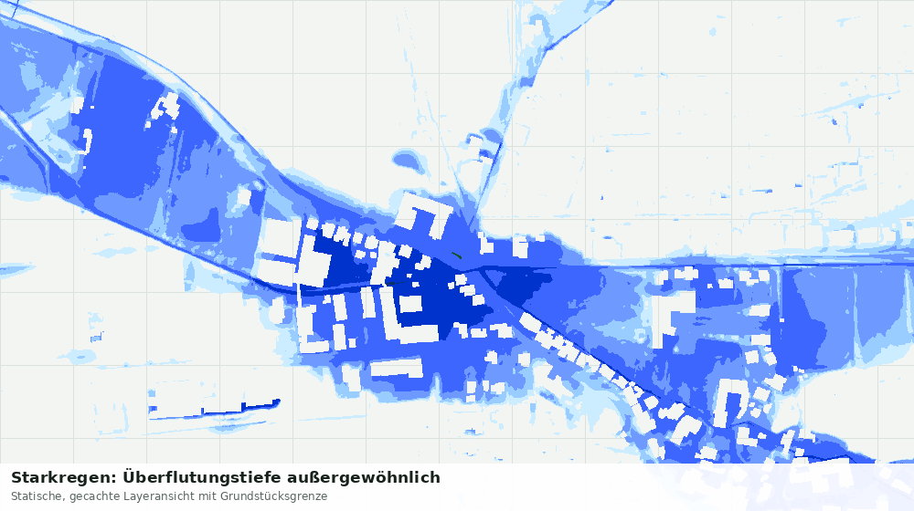 Statische Kartenansicht: Starkregen: Überflutungstiefe außergewöhnlich