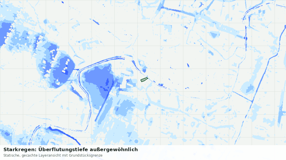 Statische Kartenansicht: Starkregen: Überflutungstiefe außergewöhnlich