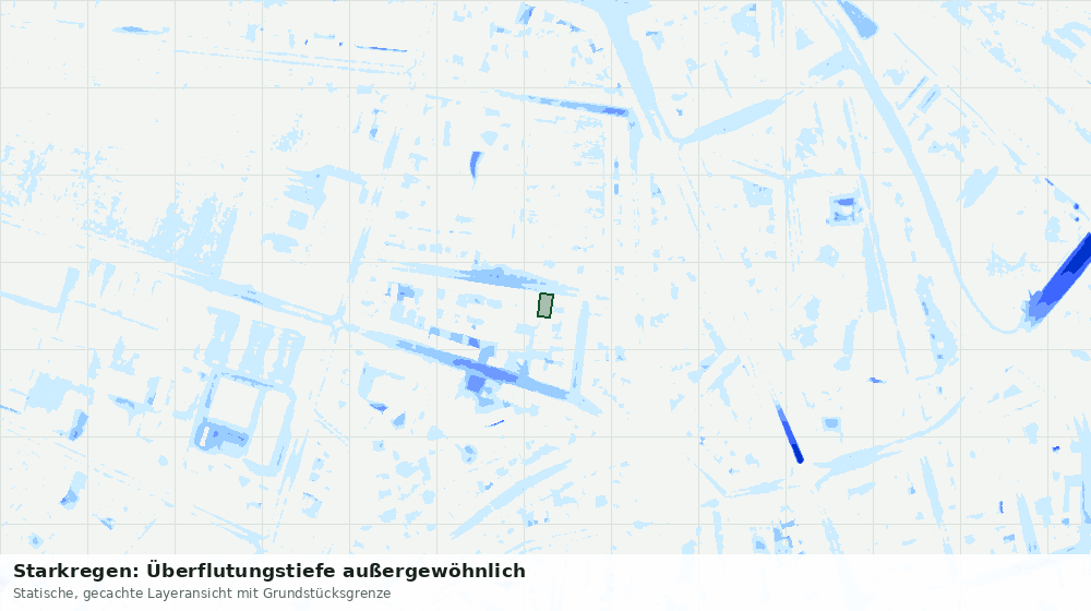 Statische Kartenansicht: Starkregen: Überflutungstiefe außergewöhnlich