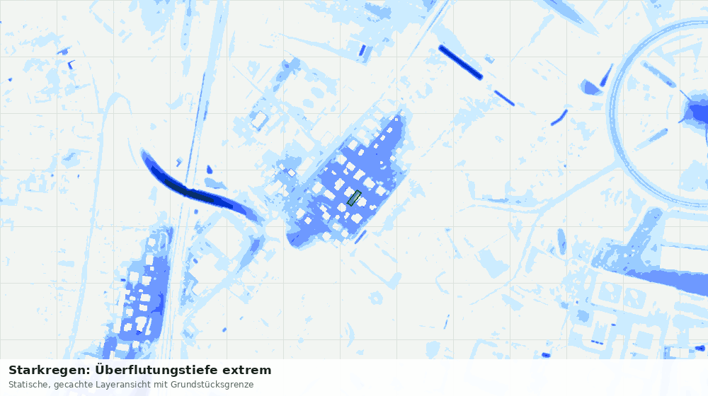 Statische Kartenansicht: Starkregen: Überflutungstiefe extrem