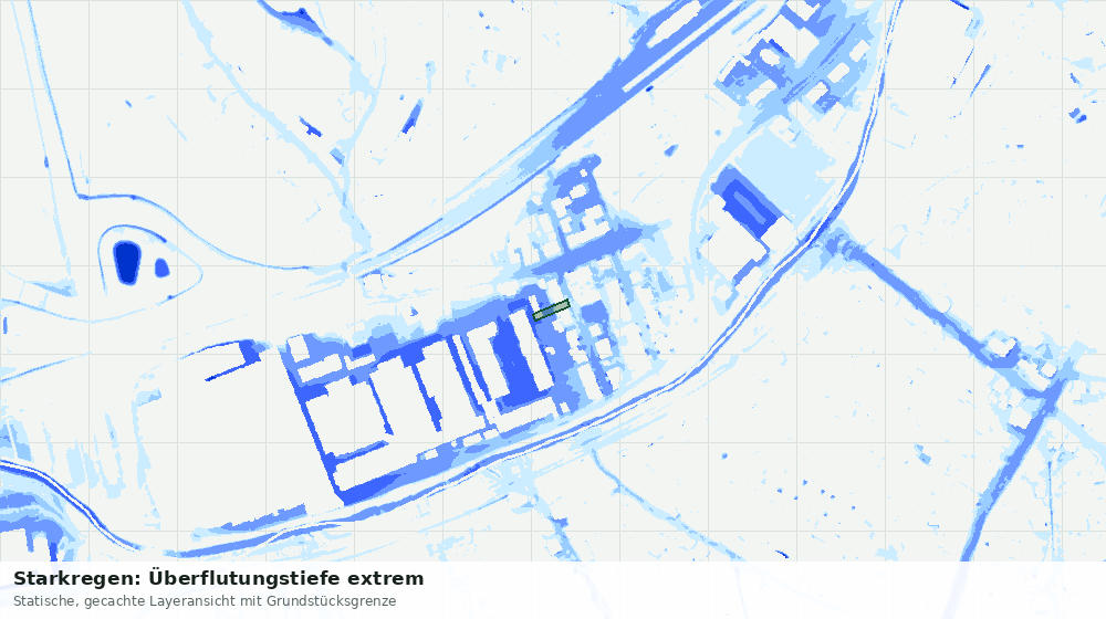 Statische Kartenansicht: Starkregen: Überflutungstiefe extrem