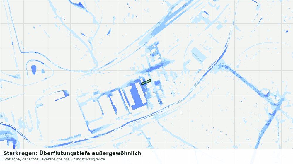 Statische Kartenansicht: Starkregen: Überflutungstiefe außergewöhnlich