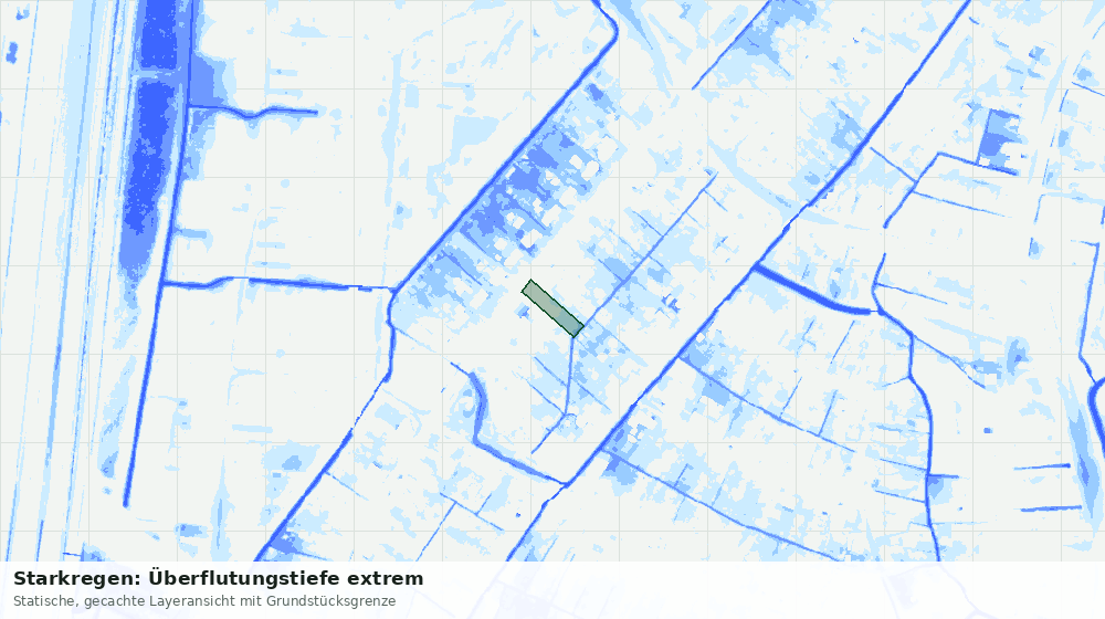 Statische Kartenansicht: Starkregen: Überflutungstiefe extrem
