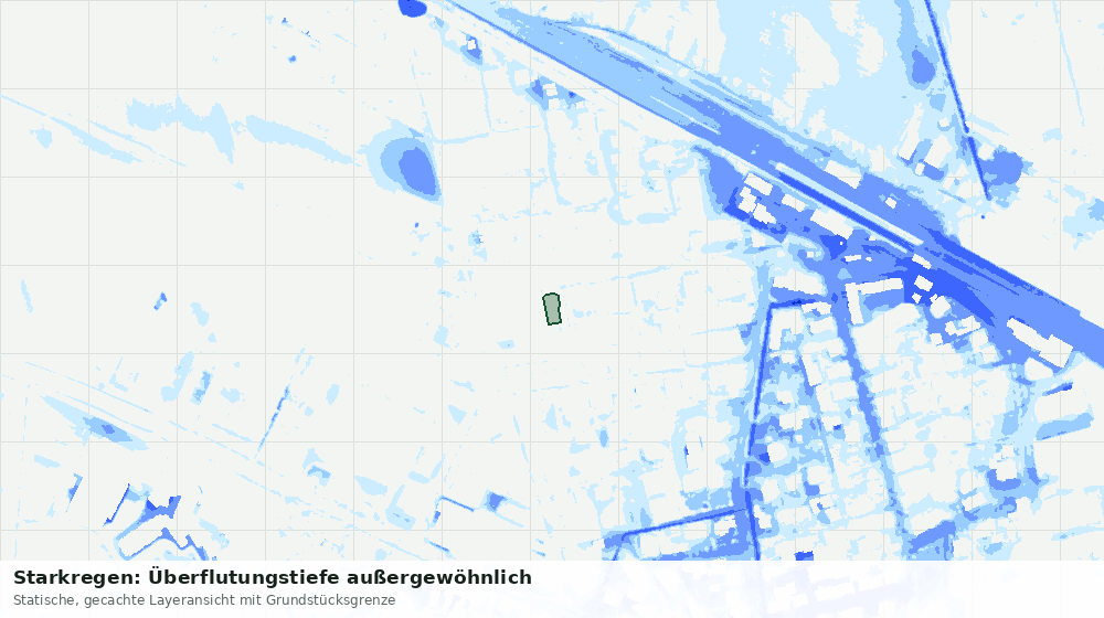 Statische Kartenansicht: Starkregen: Überflutungstiefe außergewöhnlich