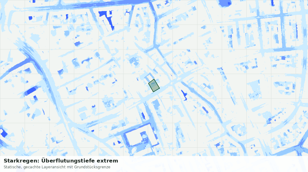 Statische Kartenansicht: Starkregen: Überflutungstiefe extrem
