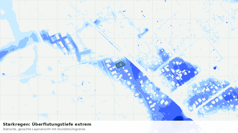 Statische Kartenansicht: Starkregen: Überflutungstiefe extrem
