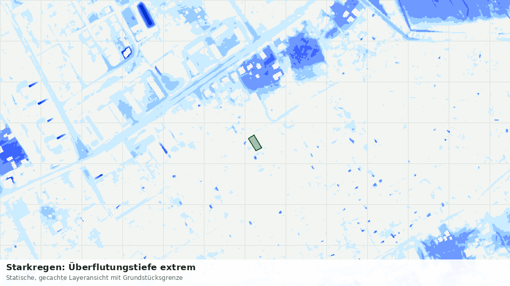 Statische Kartenansicht: Starkregen: Überflutungstiefe extrem