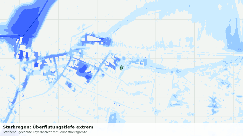 Statische Kartenansicht: Starkregen: Überflutungstiefe extrem