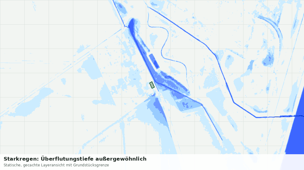 Statische Kartenansicht: Starkregen: Überflutungstiefe außergewöhnlich