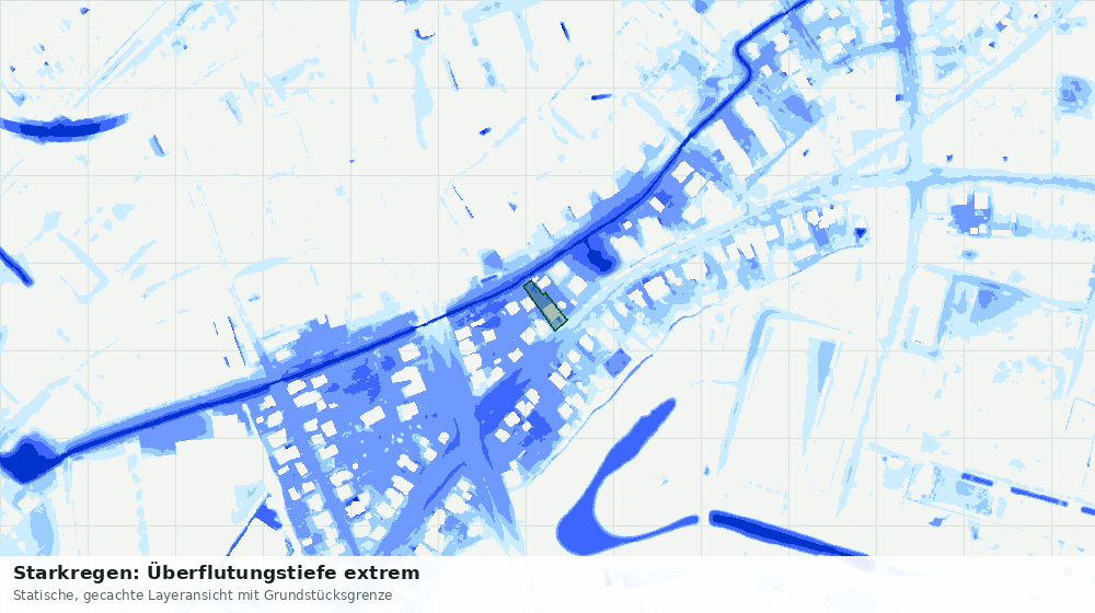 Statische Kartenansicht: Starkregen: Überflutungstiefe extrem