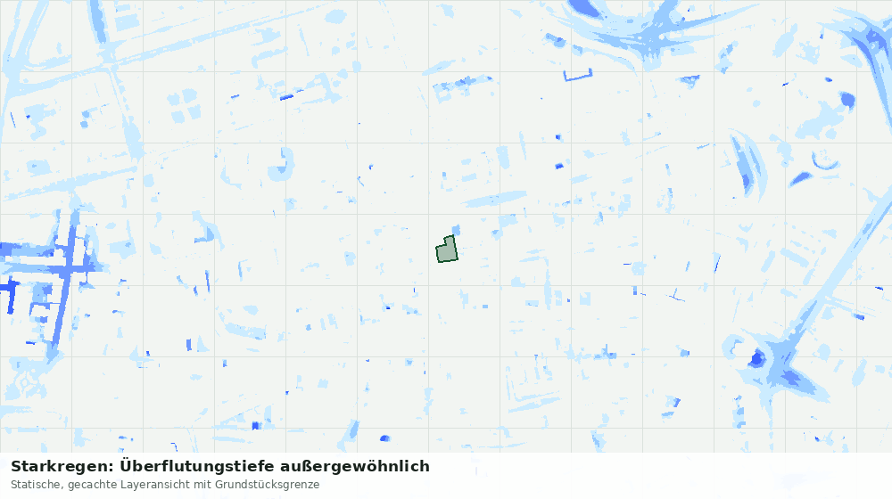Statische Kartenansicht: Starkregen: Überflutungstiefe außergewöhnlich
