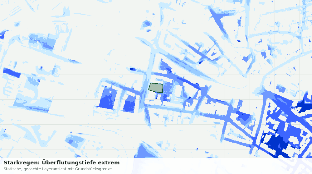 Statische Kartenansicht: Starkregen: Überflutungstiefe extrem